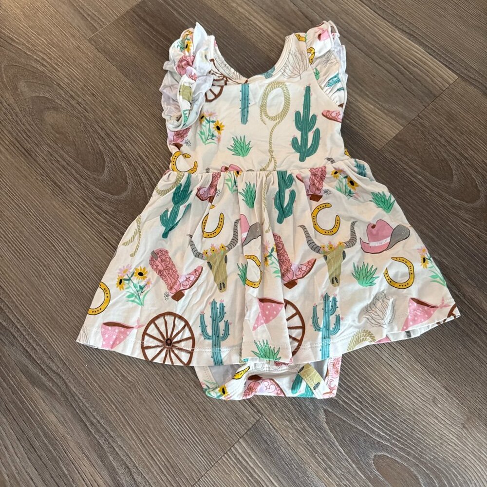 NWOT Little Sleepies Ready To Rodeo Baby Girl Twirl Dress 6-12 months